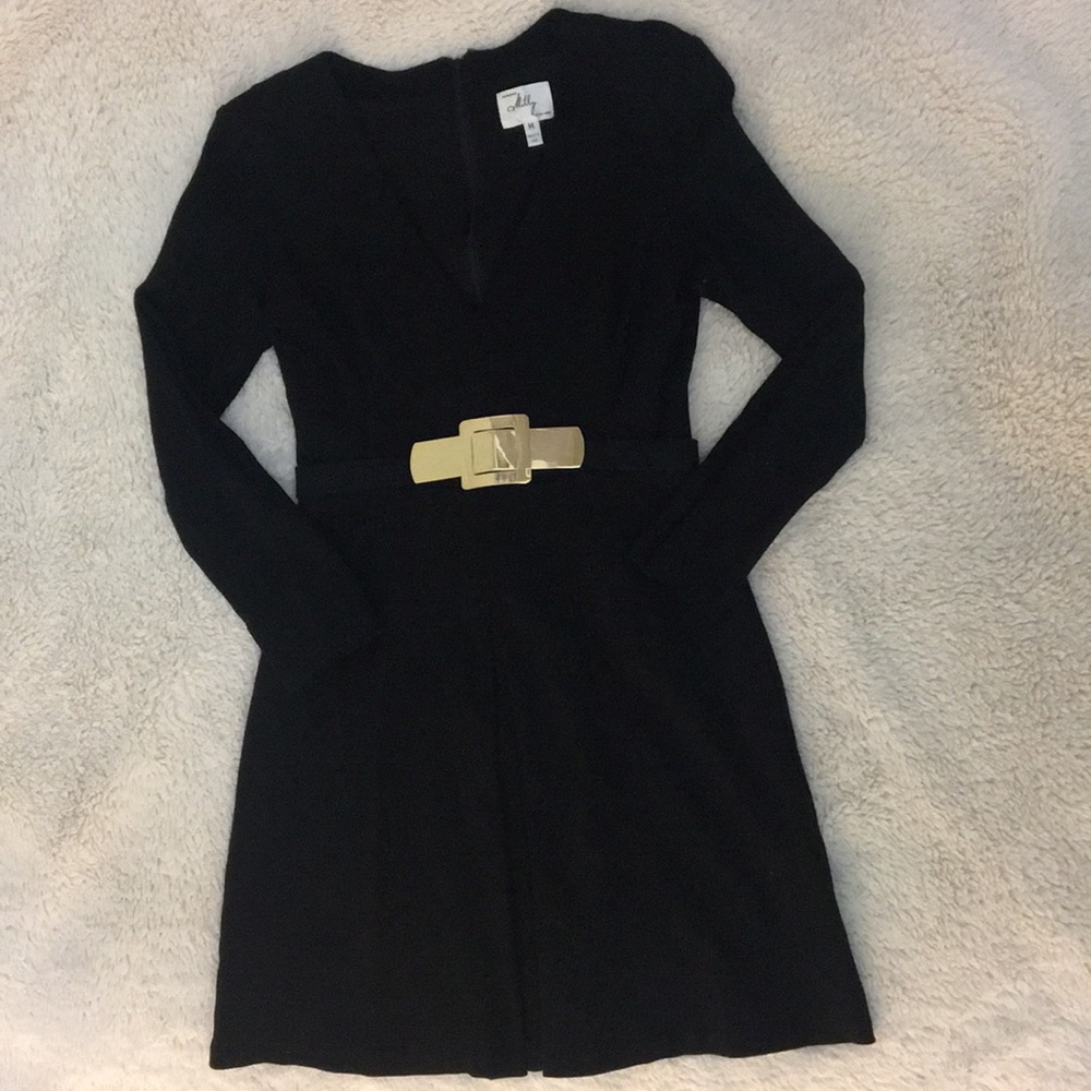 Milly V Neck Flare Belted Dress